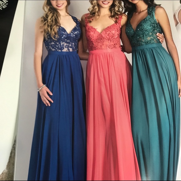 Royal Blue Lace Gown 1079 - Picture 7 of 8